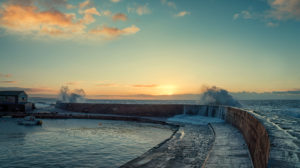 lyme regis cobb harbour wall in dorset