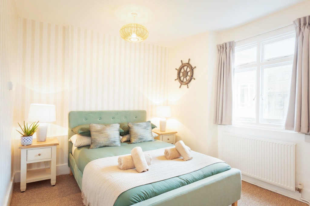 Main bedroom in Jurassic Properties holiday cottage in Lyme Regis