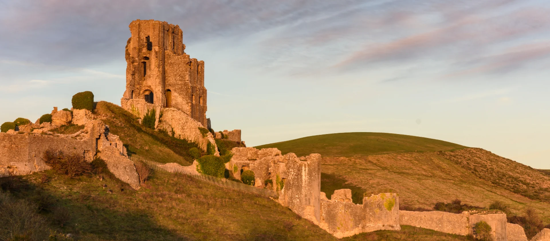 Corfe Castle ruins in Dorset