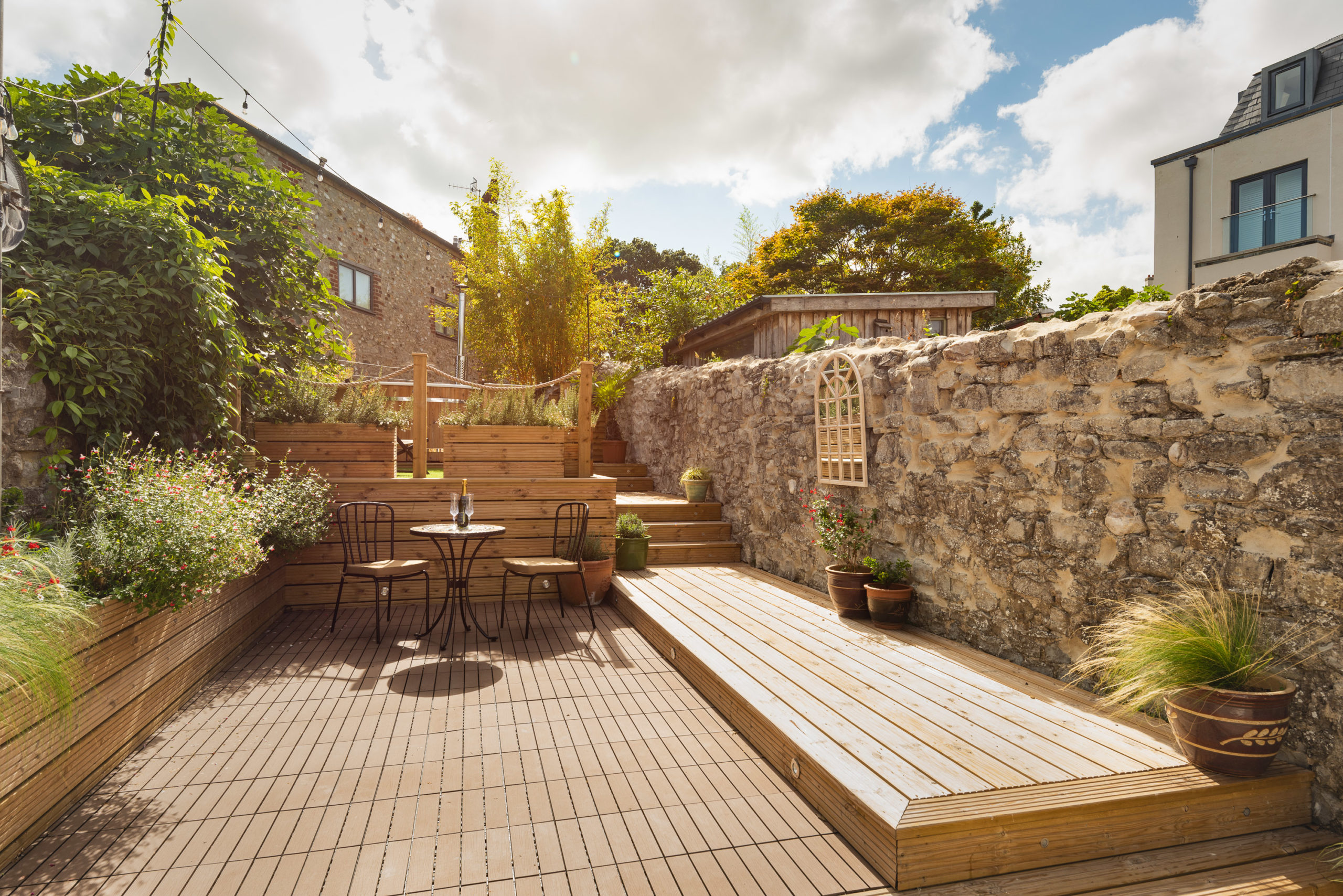 sun trapped garden in lyme regis holiday cottage with scandi hot tub
