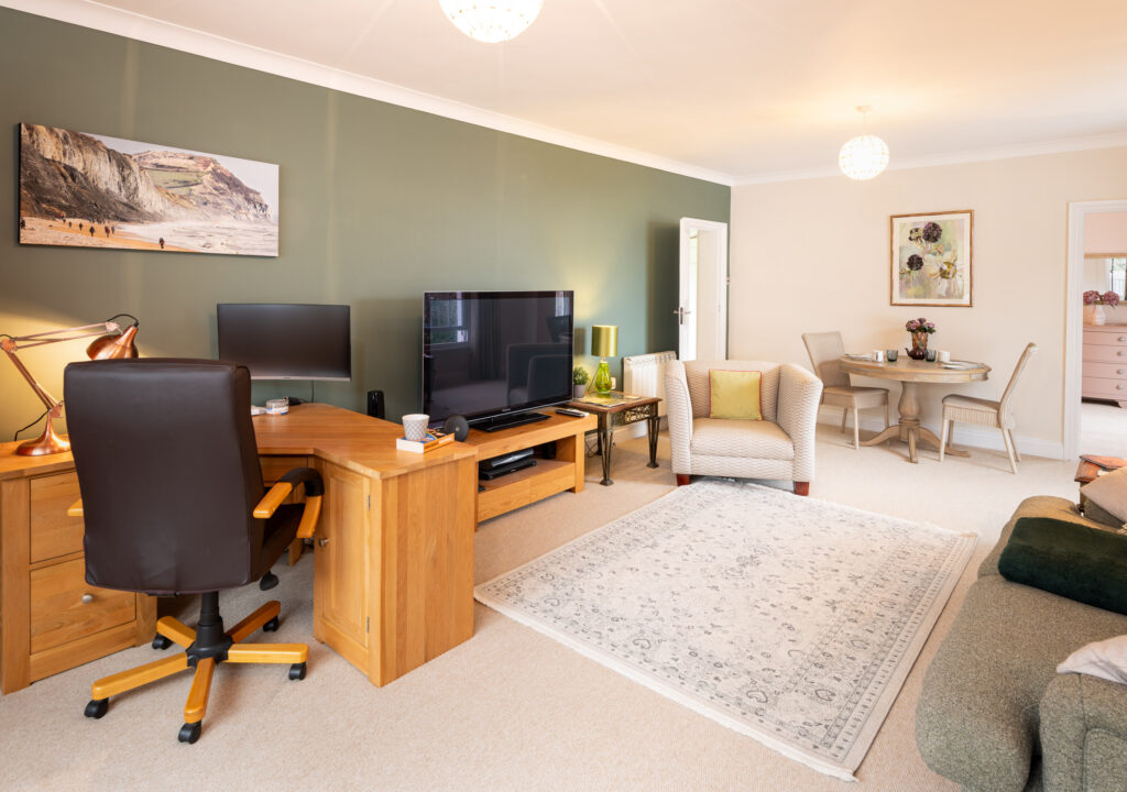 lounge and dedicated workspace at holiday cottage