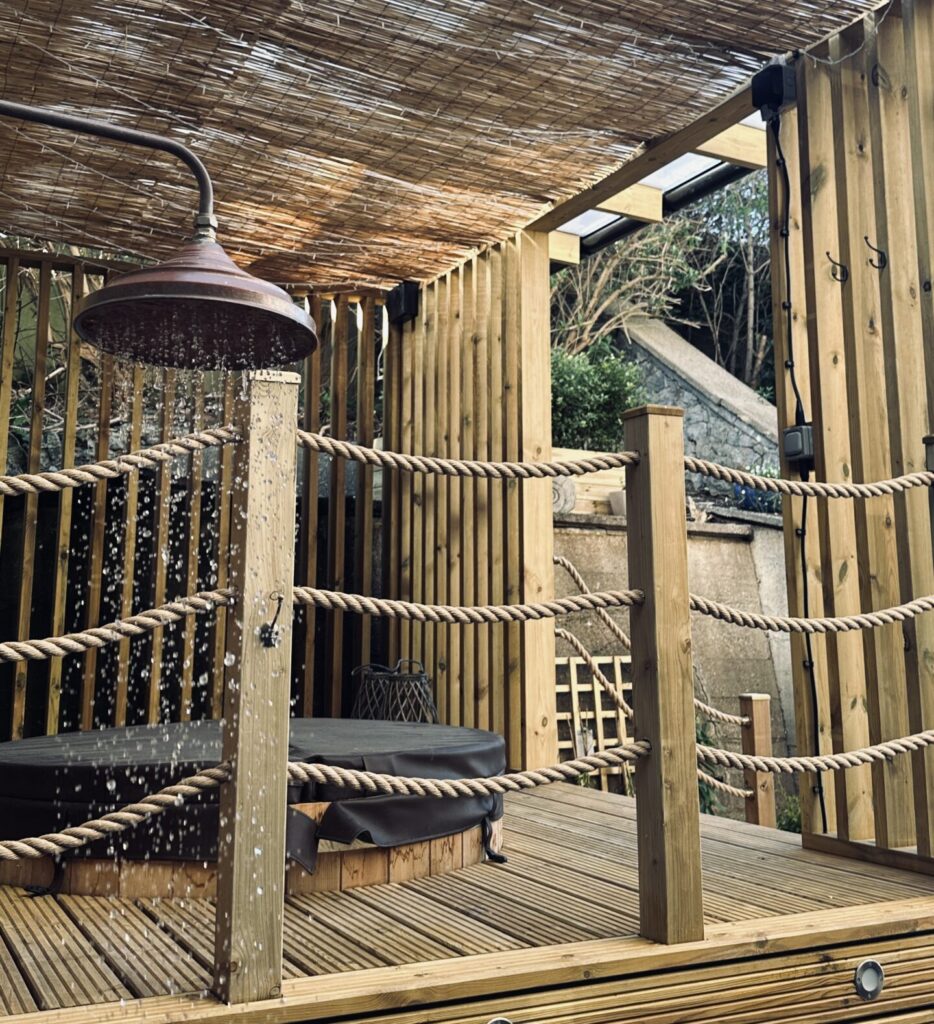 outdoor shower at holiday property in lyme regis